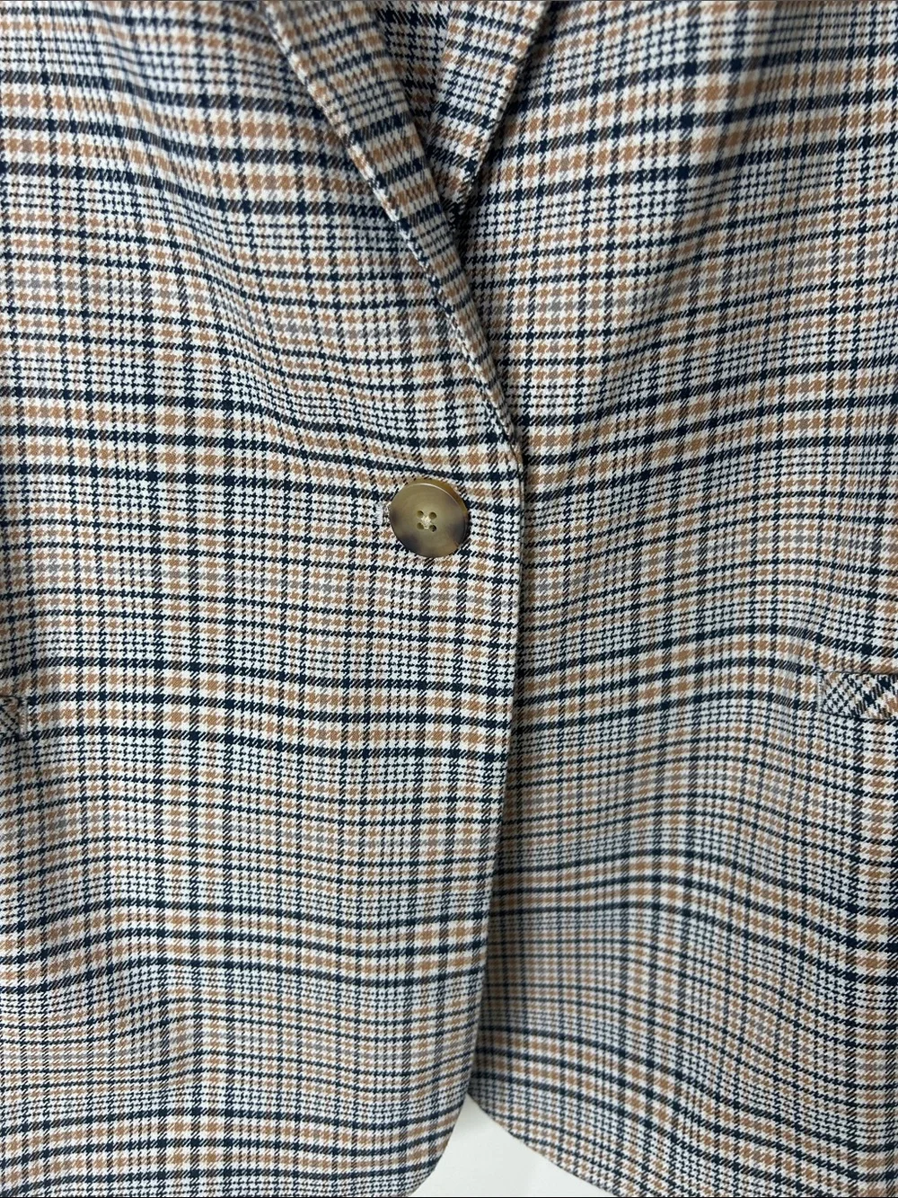 NWT J. JILL Brown Mendocino Houndstooth Plaid One Button Closure Blazer Size XL
